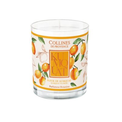 Lumânare parfumată naturală Floare de Kumquat, 180g, COLLINES DE PROVENCE
